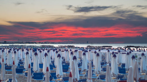 Panoramic view of beach against sky during sunset