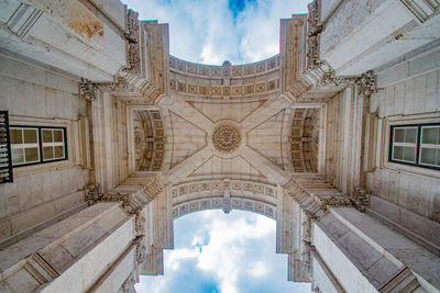 Low angle view of historical building against cloudy sky