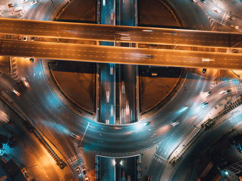 High angle view of illuminated ceiling at night