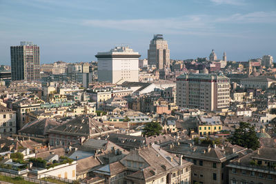 Skyline of the city of genoa in liguria in italy