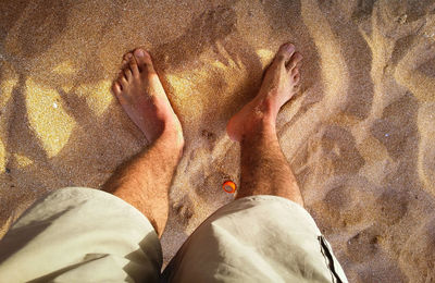 Low section of woman standing on beach