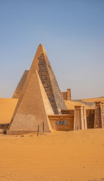Meroe, sudan, february 10., 2019,restored pyramids of the black pharaohs of meroe in sudan