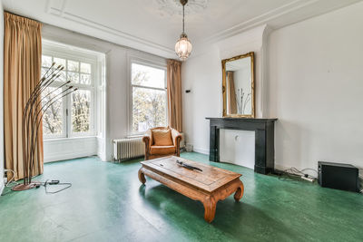 Empty chairs and table at home