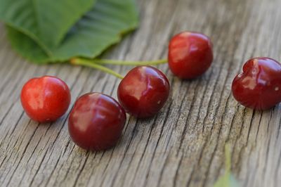 Close-up of strawberries on table