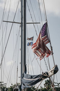 Low angle view of sailboat against sky