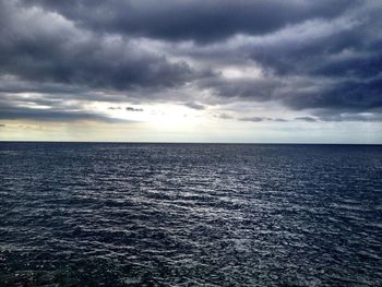 Scenic view of sea against cloudy sky