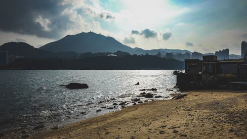 Scenic view of lake against sky