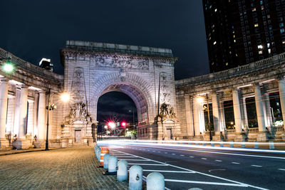 Light trails on the road at night