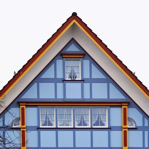 Low angle view of house against clear sky