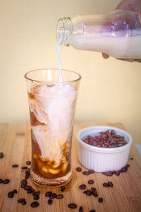 Close-up of drink in glass on table