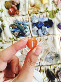 Close-up of hand holding fruit