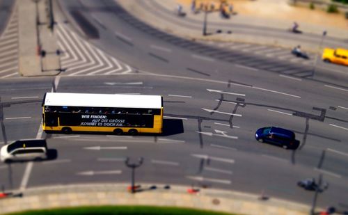 High angle view of vehicles on road