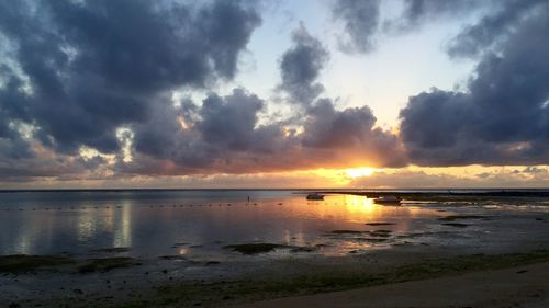 Scenic view of sea against cloudy sky