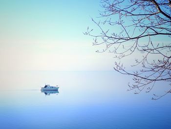 Scenic view of boat on lake