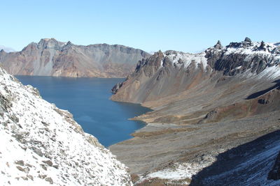 Scenic view of mountains against clear sky