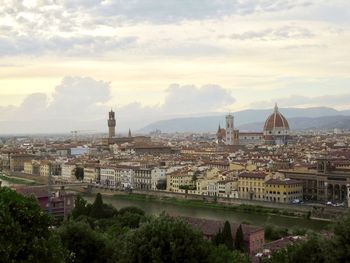 The view on the old town from the michelangelo square in florence