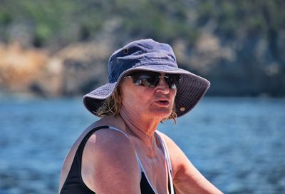 Portrait of senior woman on a boat