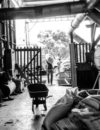 People working in city