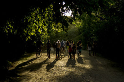 Group of people walking in park