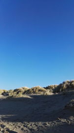 Scenic view of landscape against clear blue sky