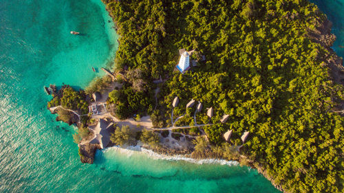 Aerial view of the chumbe island coral park, zanzibar