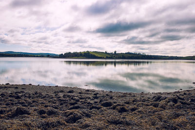 Scenic view of lake against sky