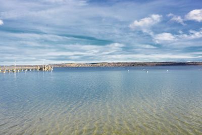 Scenic view of sea against cloudy sky