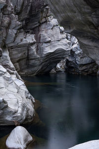 Rock formation in lake