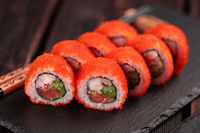 Close-up of sushi on table