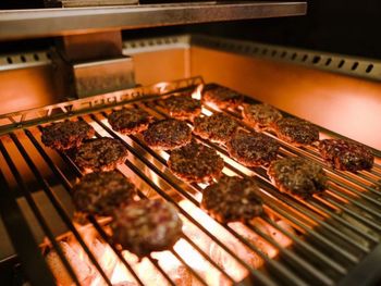 Close-up of food on barbecue grill