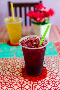 Close-up of drink on table