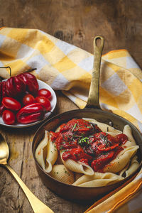 High angle view of food on table