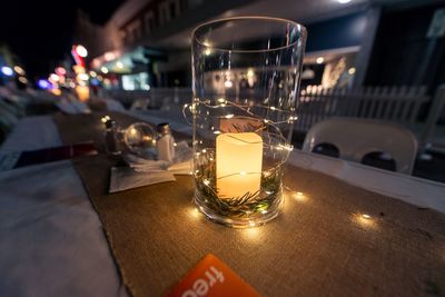 Close-up of wine glass on table at restaurant