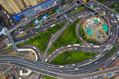 High angle view of traffic on road