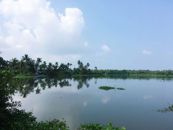 Scenic view of lake against sky