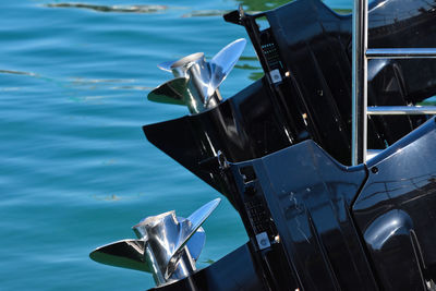 High angle view of nautical vessel on sea