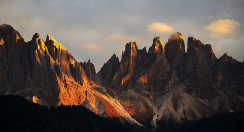 Panoramic view of rocks against sky during sunset