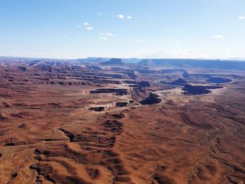 Aerial view of desert against sky