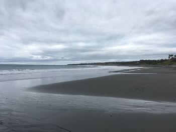 Scenic view of beach against sky