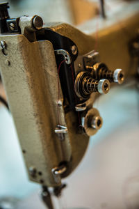 High angle view of sewing machine part