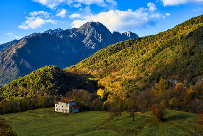 Scenic view of mountains against sky