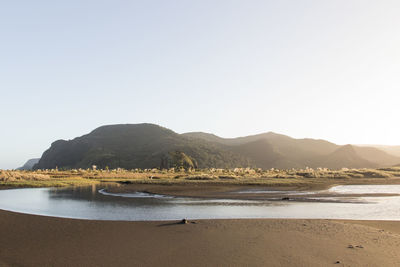 Scenic view of sea against clear sky