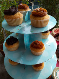 Close-up of cupcakes on table