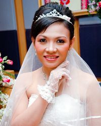 Portrait of smiling bride