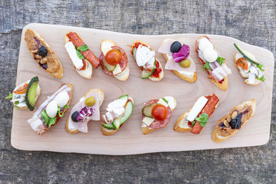 High angle view of food on table