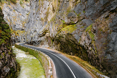 Road amidst rock formations