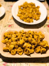 Plate of homemade tortellini