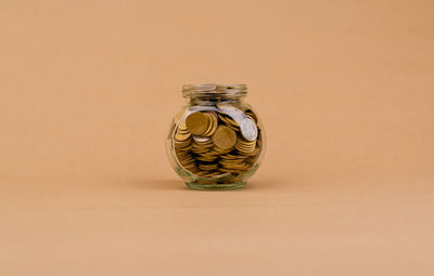 Close-up of jar on table