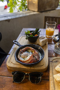High angle view of food on table