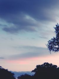 Low angle view of silhouette trees against sky during sunset